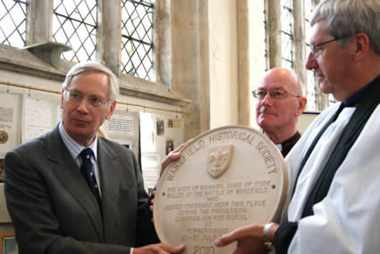 Plaque presented at the church of St Mary and All Hallows