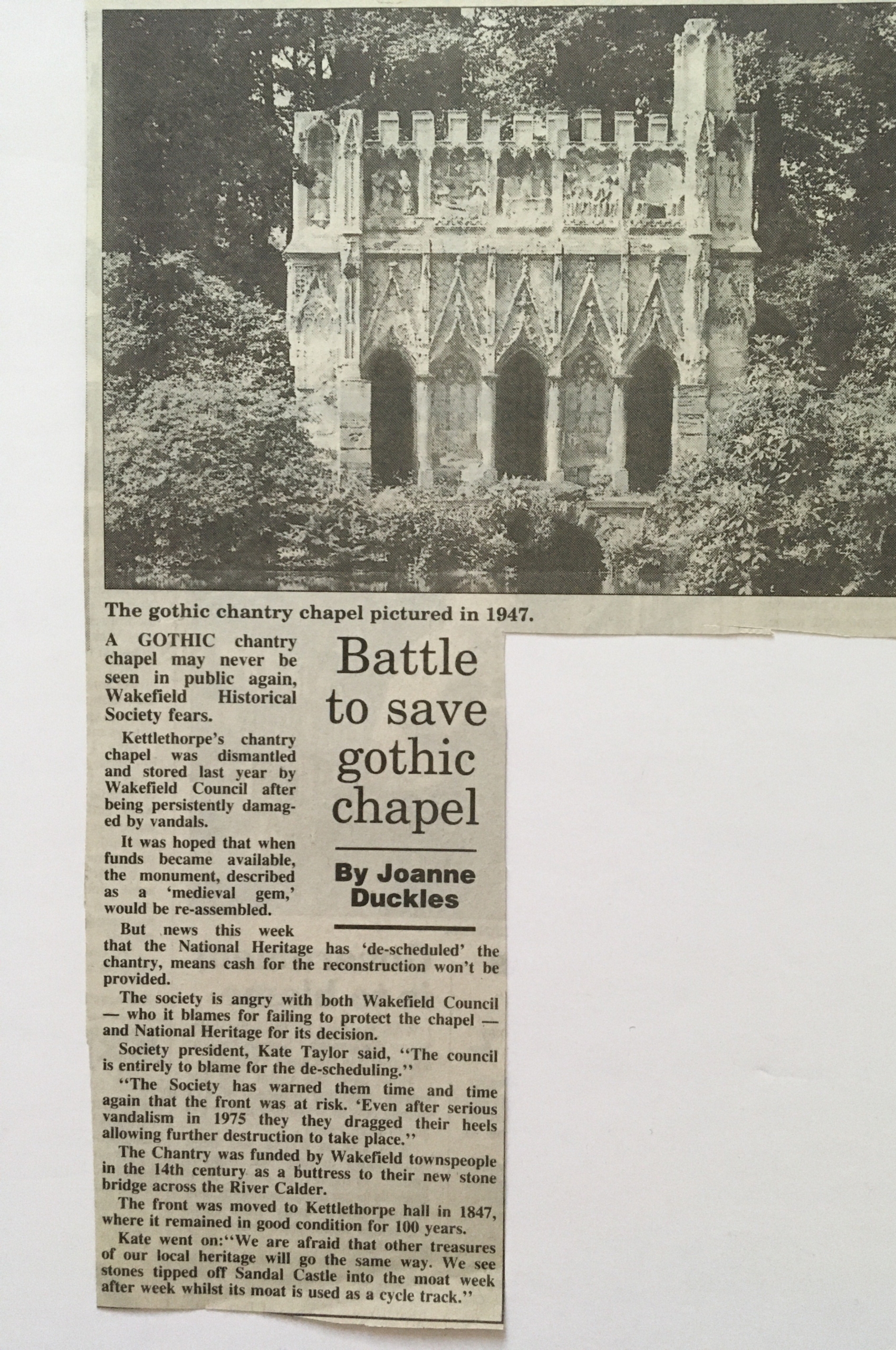 100 Years of Wakefield Historical Society: Chantry Chapel frontage ...